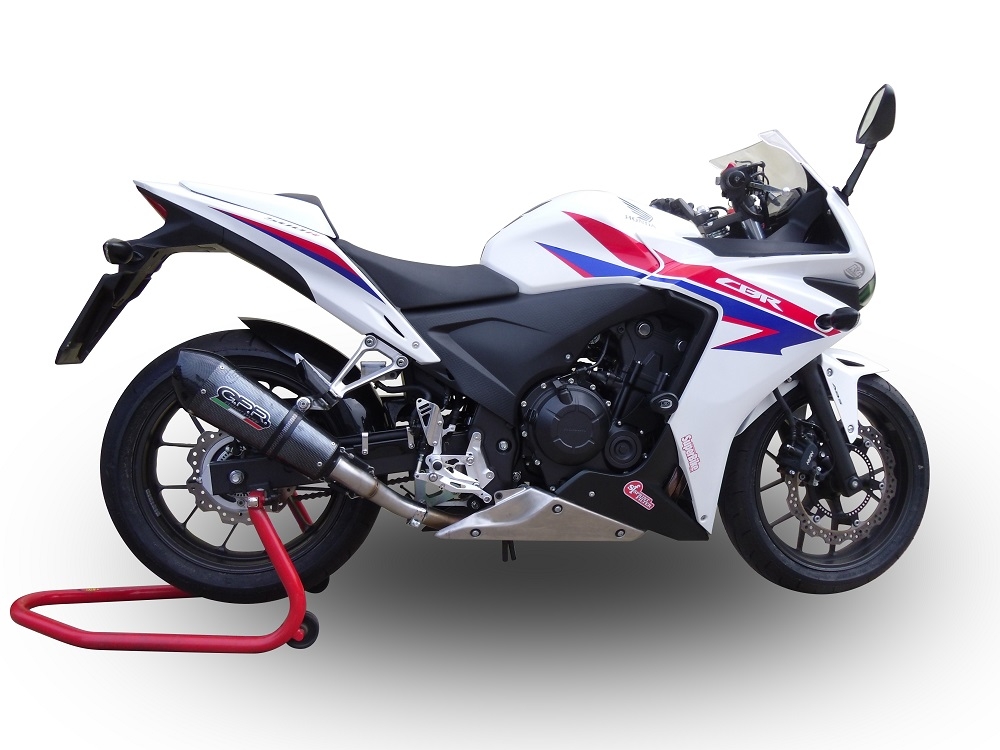 Escape compatible con Honda Cbr 500 R 2023-2024, GP Evo4 Poppy, Escape legal, homologado, silenciador con db killer desmontable y tubo de conexión específico 