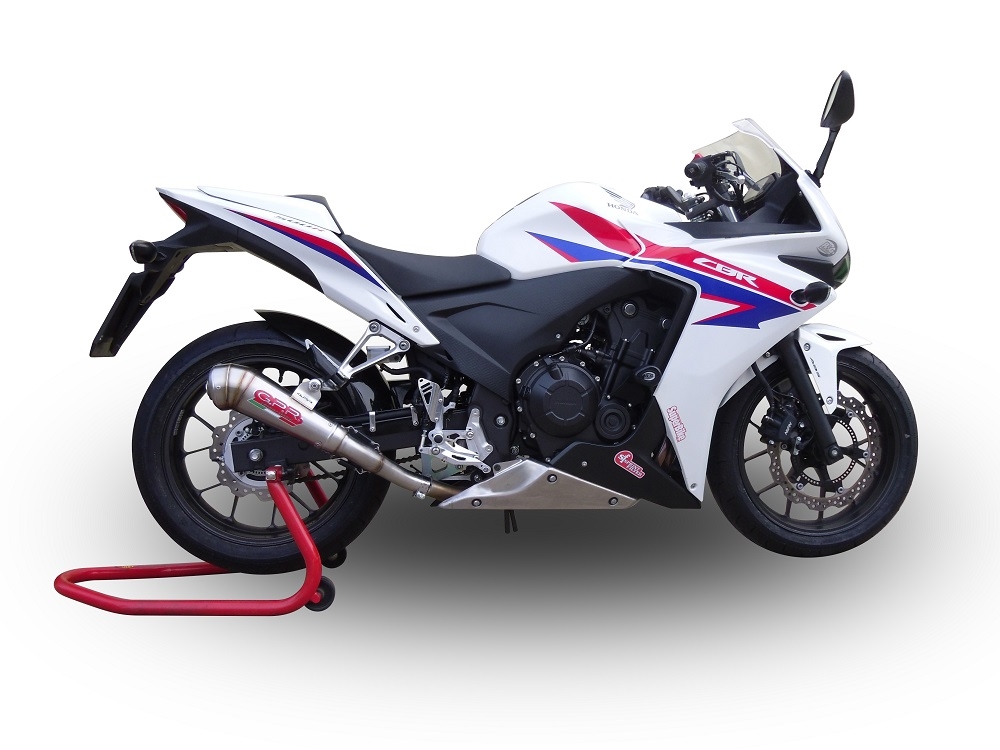 Escape compatible con Honda Cbr 500 R 2012-2016, Powercone Evo, Escape legal, homologado, silenciador con db killer desmontable y tubo de conexión específico 