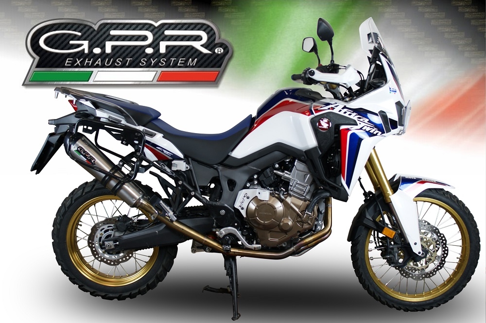 Escape compatible con Honda Crf 1000 L Africa Twin 2015-2017, Gpe Ann. titanium, Escape legal, homologado, silenciador con db killer desmontable y tubo de conexión específico 
