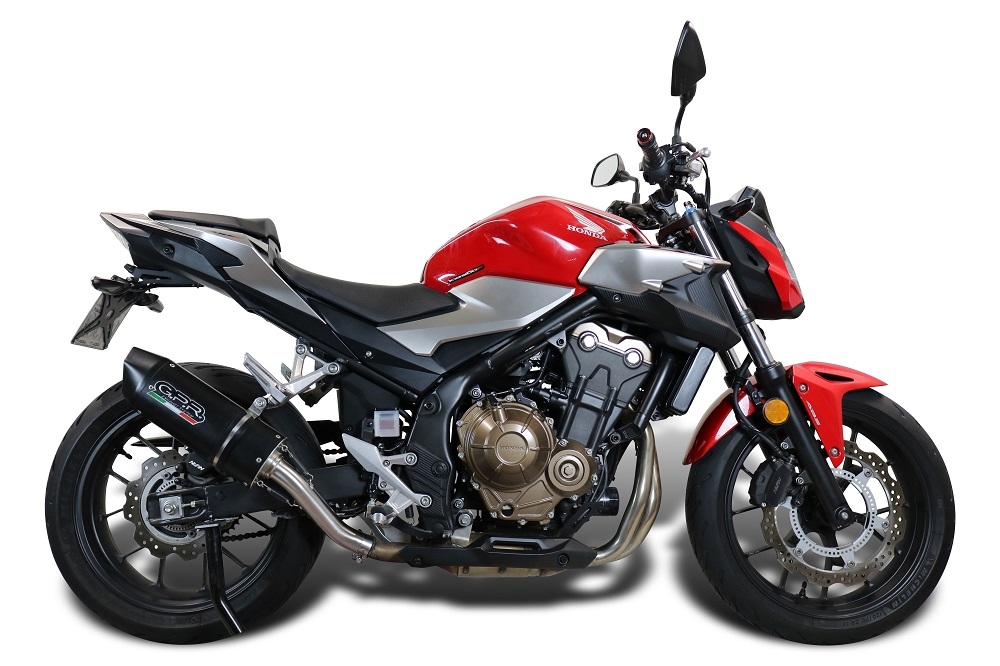 Escape compatible con Honda Cb 500 F 2019-2020, Furore Evo4 Nero, Escape legal, homologado, silenciador con db killer desmontable y tubo de conexión específico 