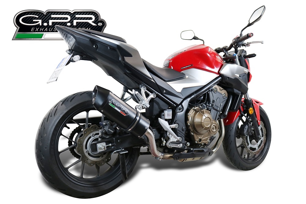 Escape compatible con Honda Cb 500 F 2019-2020, Furore Evo4 Nero, Escape legal, homologado, silenciador con db killer desmontable y tubo de conexión específico 