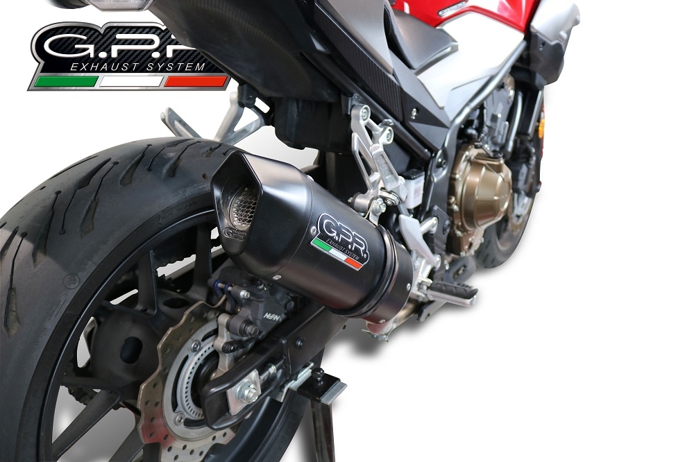 Escape compatible con Honda Cb 500 F 2019-2020, Furore Evo4 Nero, Escape legal, homologado, silenciador con db killer desmontable y tubo de conexión específico 