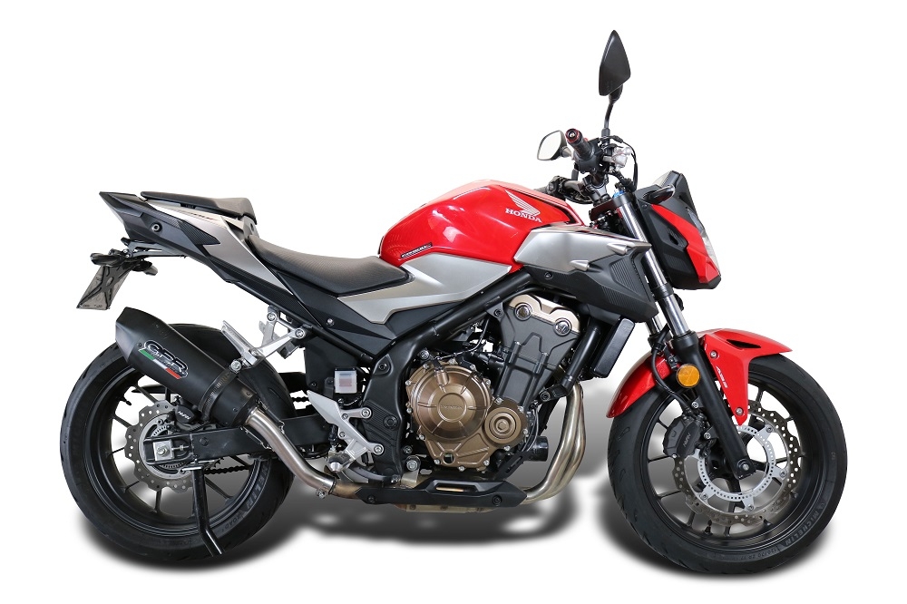 Escape compatible con Honda Cb 500 F 2021-2025, GP Evo4 Black Titanium, Escape legal, homologado, silenciador con db killer desmontable y tubo de conexión específico 