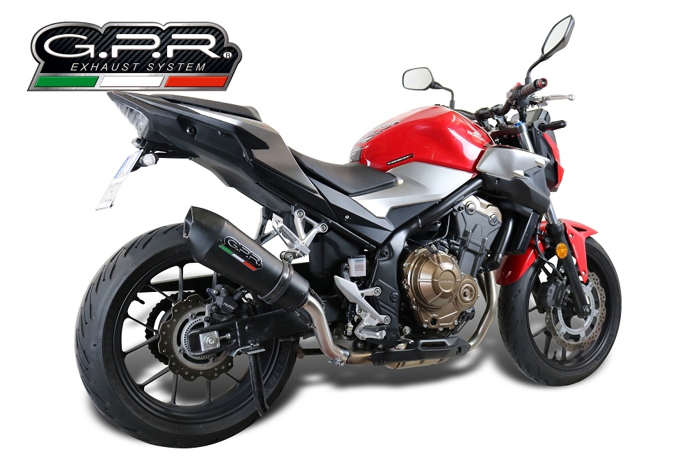 Escape compatible con Honda Cb 500 F 2021-2025, GP Evo4 Black Titanium, Escape legal, homologado, silenciador con db killer desmontable y tubo de conexión específico 