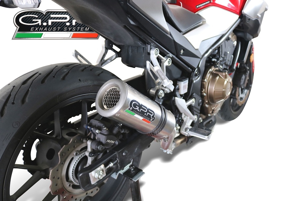 Escape compatible con Honda NX500 2024-2025, M3 Titanium Natural, Escape legal, homologado, silenciador con db killer desmontable y tubo de conexión específico 