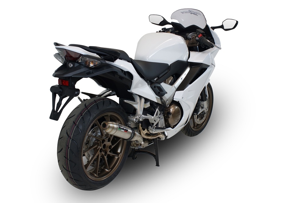 Escape compatible con Honda Vfr 800 F 2014-2016, Deeptone Inox, Escape legal, homologado, silenciador con db killer desmontable y tubo de conexión específico 