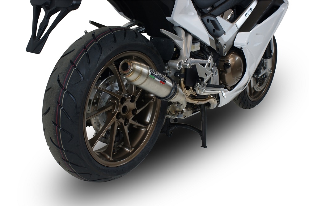 Escape compatible con Honda Vfr 800 F 2014-2016, Deeptone Inox, Escape legal, homologado, silenciador con db killer desmontable y tubo de conexión específico 