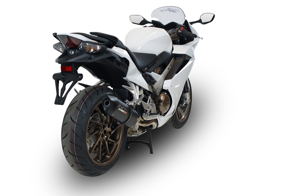 Escape compatible con Honda Vfr 800 F 2017-2020, Furore Evo4 Nero, Escape legal, homologado, silenciador con db killer desmontable y tubo de conexión específico 
