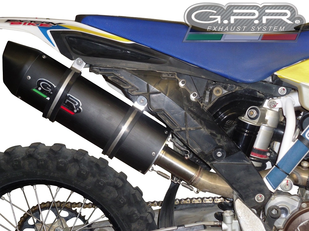 Escape compatible con Husqvarna FE 350 2014-2016, Furore Nero, Escape legal, homologado, silenciador con db killer desmontable y tubo de conexión específico 