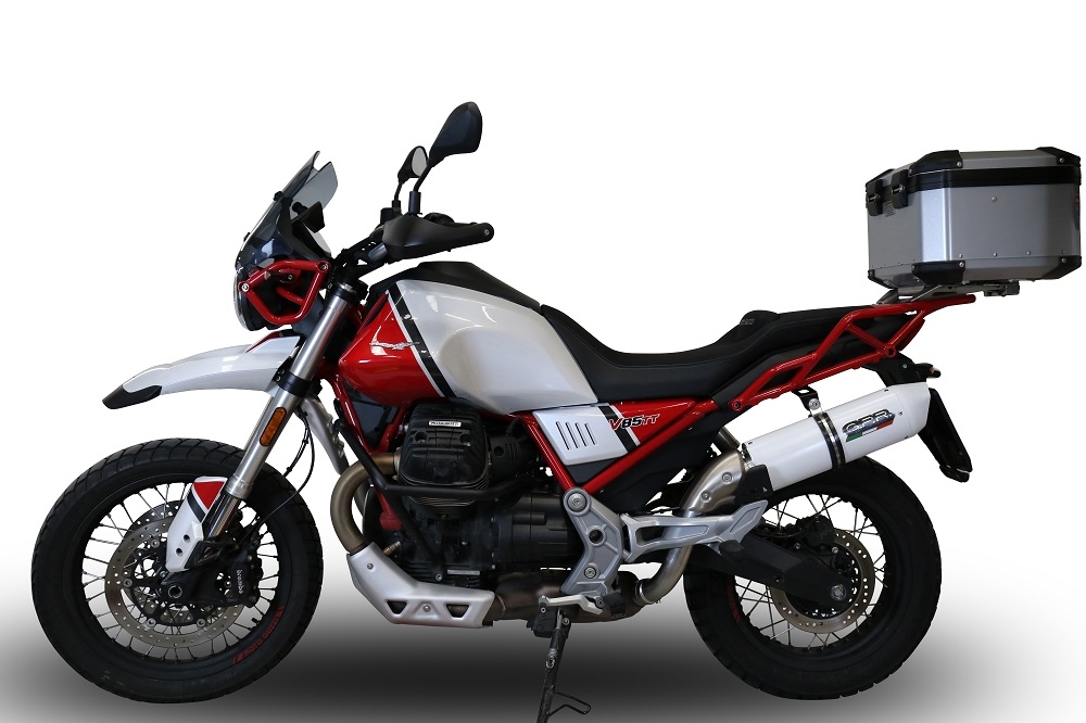 Escape compatible con Moto Guzzi V85 TT 2019-2020, Albus Evo4, Escape legal, homologado, silenciador con db killer desmontable y tubo de conexión específico 