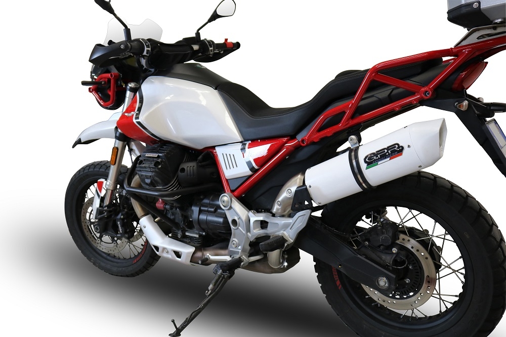 Escape compatible con Moto Guzzi V85 TT 2019-2020, Albus Evo4, Escape legal, homologado, silenciador con db killer desmontable y tubo de conexión específico 