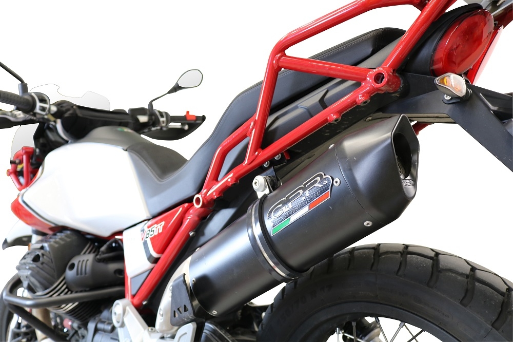 Escape compatible con Moto Guzzi V85 TT 2021-2024, Furore Evo4 Nero, Escape legal, homologado, silenciador con db killer desmontable y tubo de conexión específico 