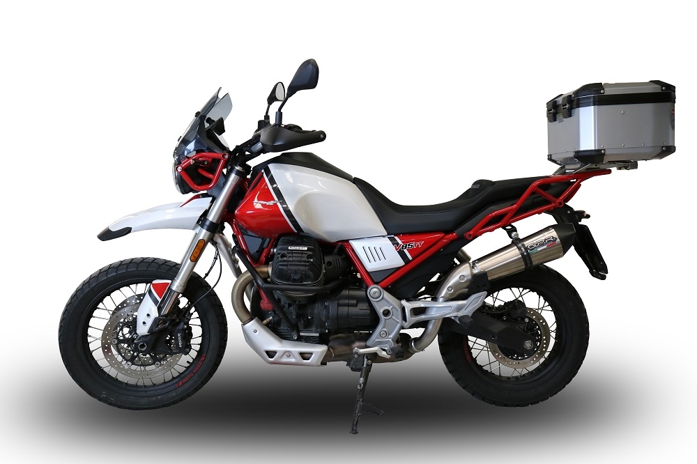 Escape compatible con Moto Guzzi V85 TT 2021-2024, GP Evo4 Titanium, Escape legal, homologado, silenciador con db killer desmontable y tubo de conexión específico 