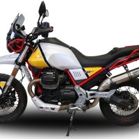 Escape compatible con Moto Guzzi V85 TT 2021-2024, M3 Titanium Natural, Escape legal, homologado, silenciador con db killer desmontable y tubo de conexión específico 