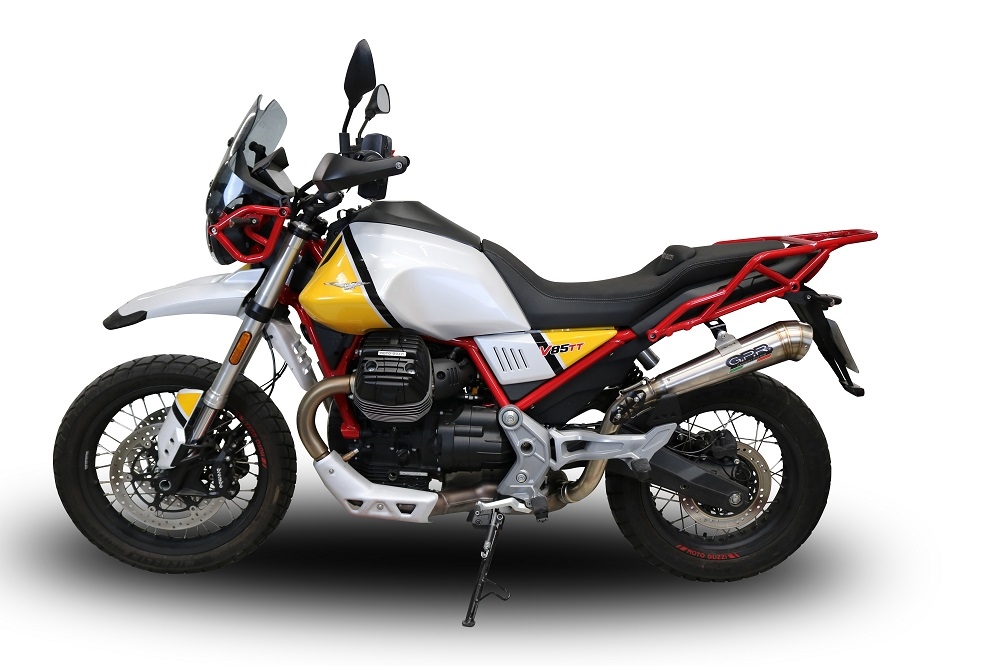 Escape compatible con Moto Guzzi V85 TT 2021-2024, Powercone Evo, Escape legal, homologado, silenciador con db killer desmontable y tubo de conexión específico 