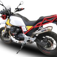 Escape compatible con Moto Guzzi V85 TT 2021-2024, Powercone Evo, Escape legal, homologado, silenciador con db killer desmontable y tubo de conexión específico 