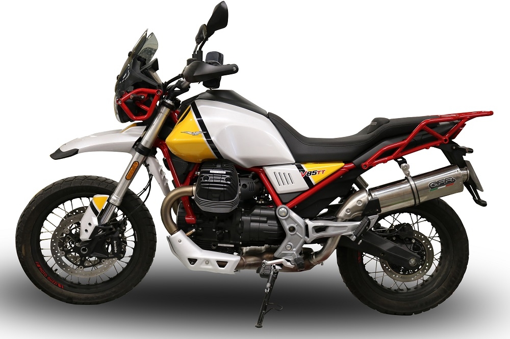 Escape compatible con Moto Guzzi V85 TT 2021-2024, Trioval, Escape legal, homologado, silenciador con db killer desmontable y tubo de conexión específico 