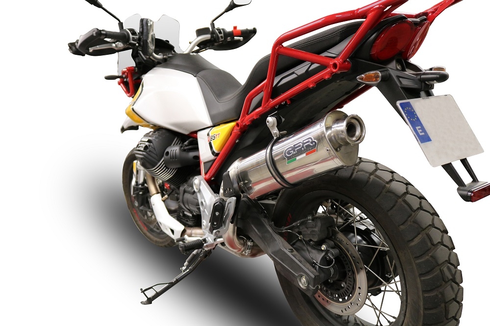 Escape compatible con Moto Guzzi V85 TT 2021-2024, Trioval, Escape legal, homologado, silenciador con db killer desmontable y tubo de conexión específico 