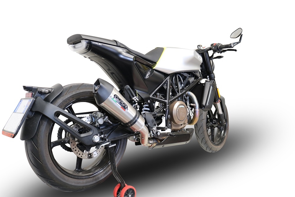 Escape compatible con Husqvarna Svartpilen 701 2018-2020, GP Evo4 Titanium, Escape legal, homologado, silenciador con db killer desmontable y tubo de conexión específico 