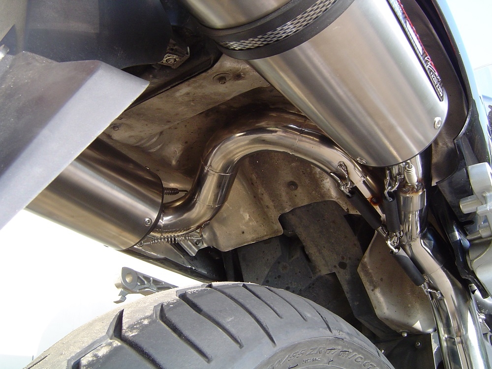 Escape compatible con Honda Vfr 800 V-Tec 2002-2013, M3 Poppy , Par de terminales de escape homologados, con db killer extraíbles y tubos de conexión específicos 
