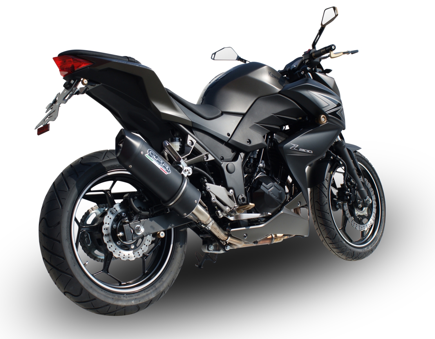 Escape compatible con Kawasaki Z 300 2014-2017, Furore Nero, Escape legal, homologado, silenciador con db killer desmontable y tubo de conexión específico 