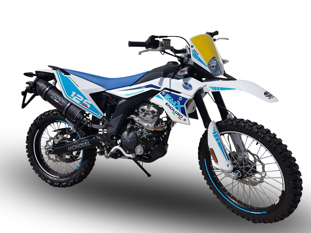 Escape compatible con F.B. Mondial Smx 125 Enduro 2021-2023, Furore Poppy, Escape legal, homologado, silenciador con db killer desmontable y tubo de conexión 