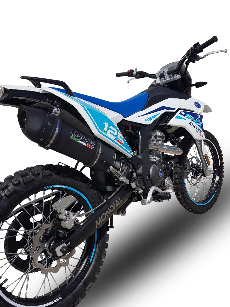 Escape compatible con F.B. Mondial Smx 125 Enduro 2021-2023, Furore Nero, Escape legal, homologado, silenciador con db killer desmontable y tubo de conexión 