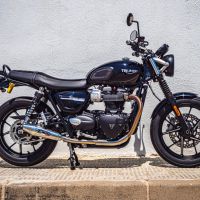 Escape compatible con Triumph Street Twin 900 2015-2019, Vintacone, Par de terminales de escape homologados, con db killer extraíbles y tubos de conexión específicos 