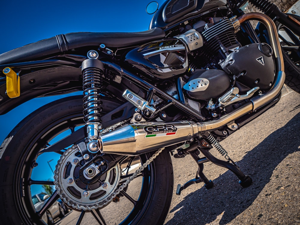 Escape compatible con Triumph Street Twin 900 2015-2019, Vintacone, Par de terminales de escape homologados, con db killer extraíbles y tubos de conexión específicos 