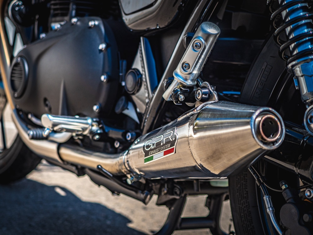 Escape compatible con Triumph Street Twin 900 2015-2019, Vintacone, Par de terminales de escape homologados, con db killer extraíbles y tubos de conexión específicos 