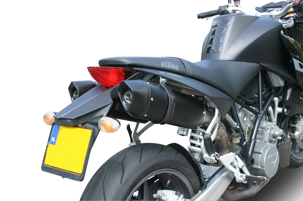 Escape compatible con Ktm Superduke 990 - R ( LC8) 2004-2012, Furore Nero, Par de terminales de escape homologados, con db killer extraíbles y tubos de conexión específicos 