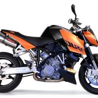 Escape compatible con Ktm Superduke 990 - R ( LC8) 2004-2012, Gpe Ann. titanium, Par de terminales de escape homologados, con db killer extraíbles y tubos de conexión específicos 