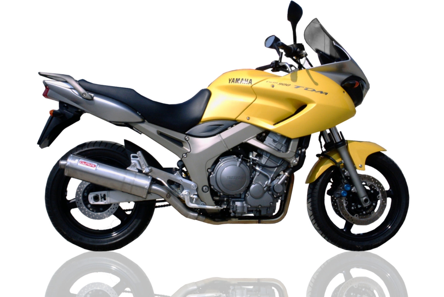 Escape compatible con Yamaha Tdm 900 2002-2014, Trioval, Par de terminales de escape homologados, con db killer extraíble, catalizadores y tubo de conexión específico 