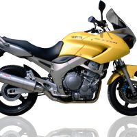 Escape compatible con Yamaha Tdm 900 2002-2014, Trioval, Par de terminales de escape homologados, con db killer extraíble, catalizadores y tubo de conexión específico 
