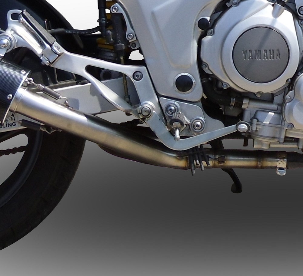 Escape compatible con Yamaha Tdm 850 1991-2001, Trioval, Par de terminales de escape homologados, con db killer extraíbles y tubos de conexión específicos 