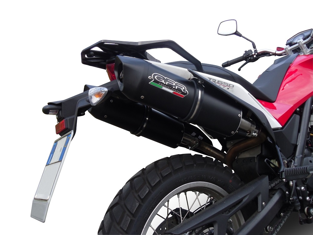 Escape compatible con Husqvarna TERRA - STRADA TR 650 2013-2015, Furore Nero, Par de terminales de escape homologados, con db killer extraíbles y tubos de conexión específicos 