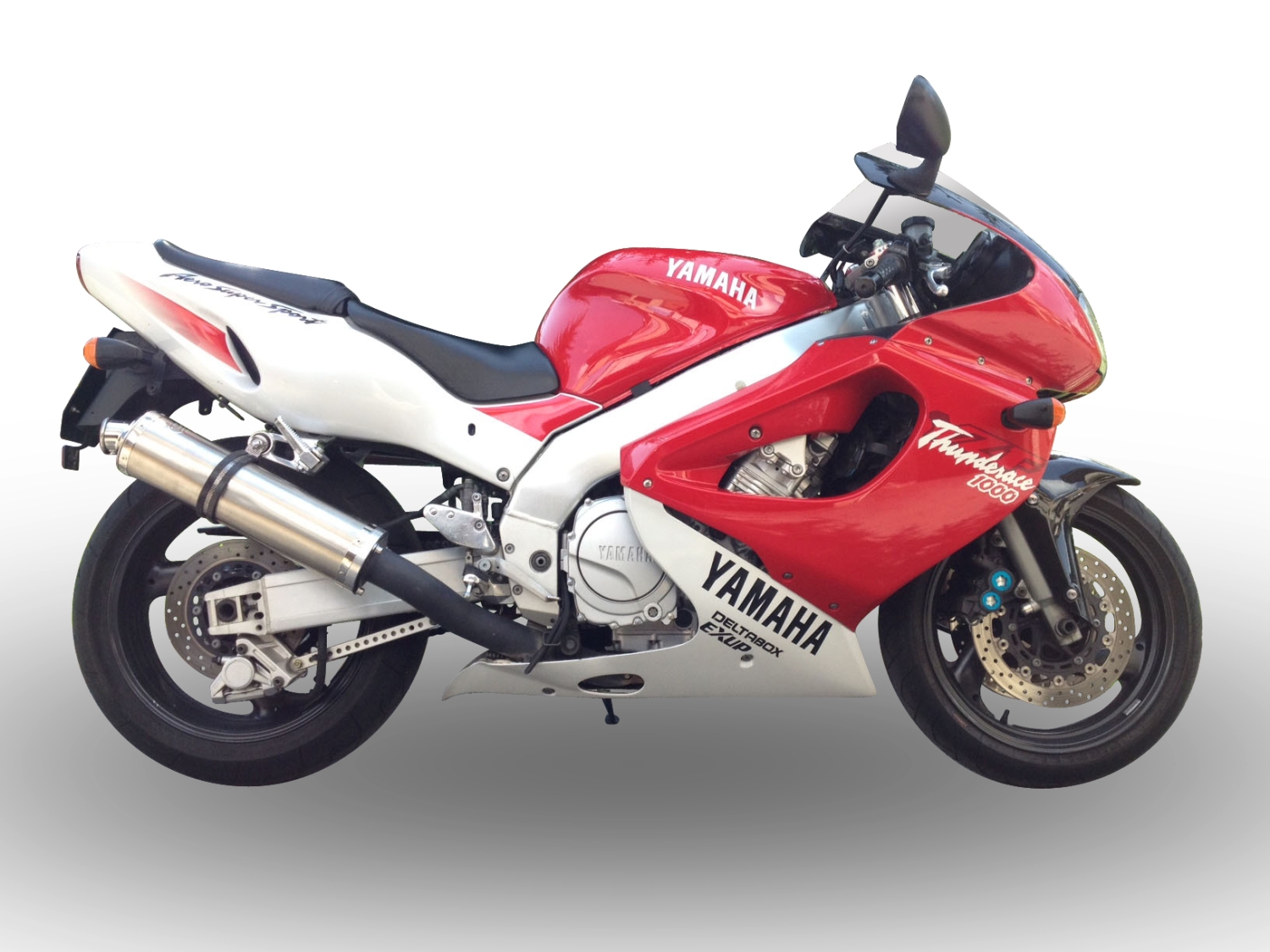 Escape compatible con Yamaha YZF 1000 R Thunderace 1996-2003, Inox Tondo, Silenciador de escape, homologado, montaje con brida específica (bolt-on), con db killer extraíble 