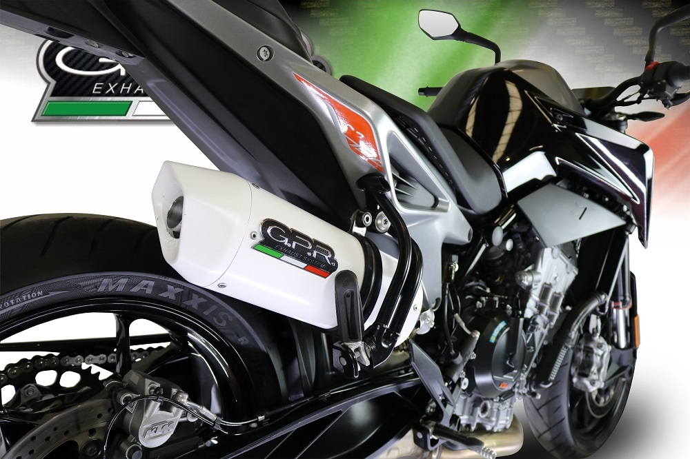 Escape compatible con Ktm Duke 790 2017-2020, Albus Evo4, Escape legal, homologado, silenciador con db killer desmontable y tubo de conexión específico 