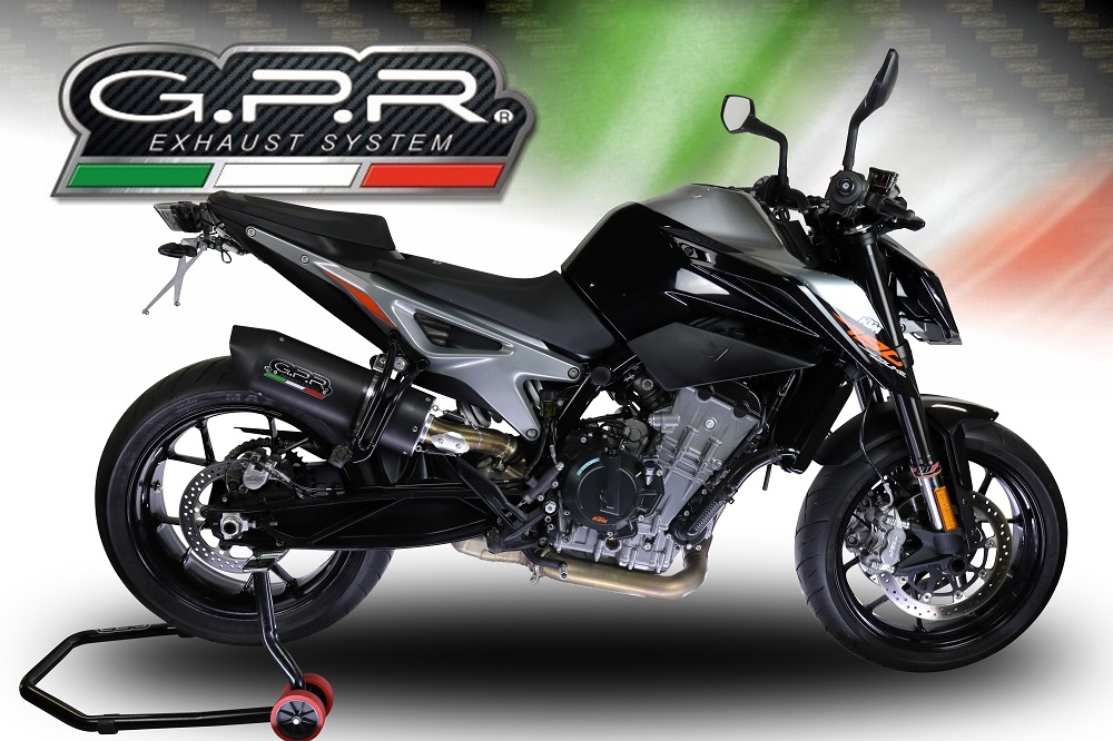 Escape compatible con Ktm Duke 790 2017-2020, Furore Evo4 Nero, Escape legal, homologado, silenciador con db killer desmontable y tubo de conexión específico 