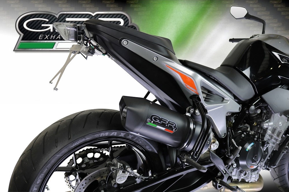 Escape compatible con Ktm Duke 790 2017-2020, Furore Evo4 Nero, Escape legal, homologado, silenciador con db killer desmontable y tubo de conexión específico 