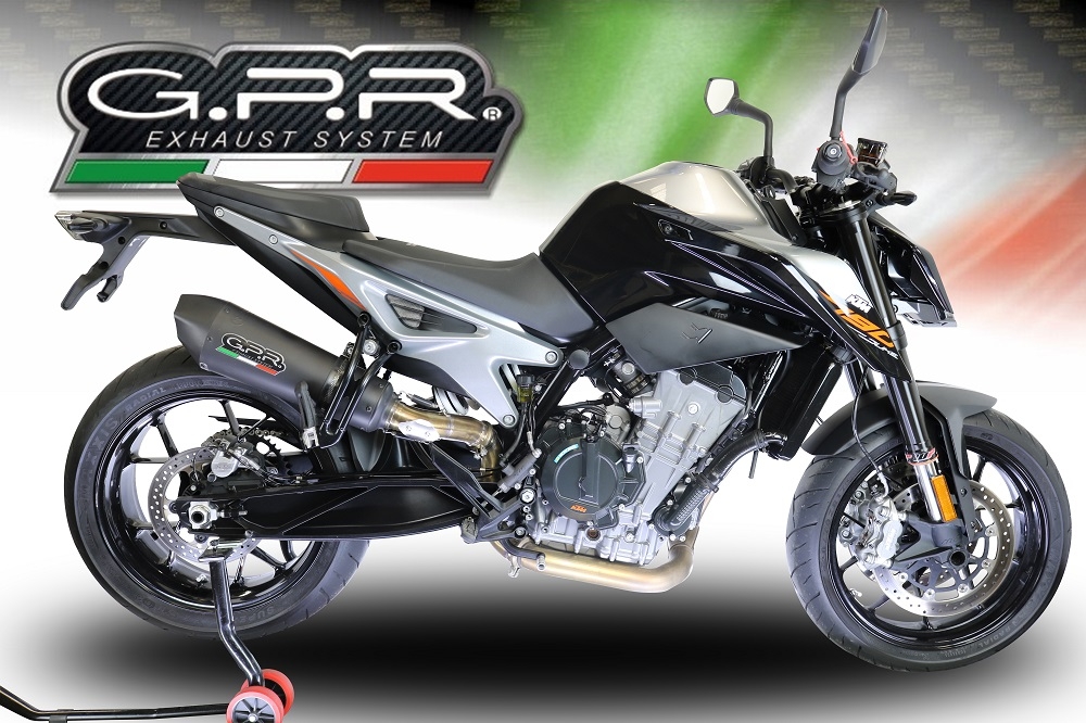 Escape compatible con Ktm Duke 790 2017-2020, GP Evo4 Black Titanium, Escape legal, homologado, silenciador con db killer desmontable y tubo de conexión específico 