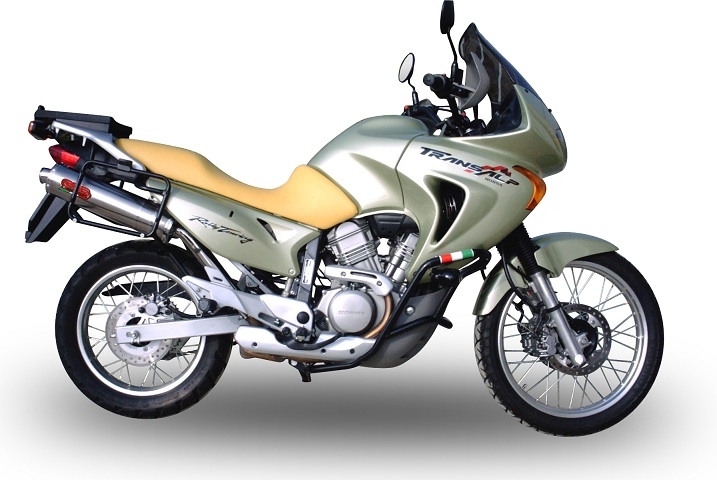 Escape compatible con Honda Transalp XL 650 V 2000-2006, Trioval, Escape legal, homologado, silenciador con db killer desmontable y tubo de conexión específico 