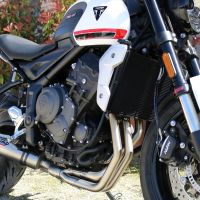 Escape compatible con Triumph Trident 660 2021-2024, M3 Titanium Natural, Escape completo homologado y legal,con catalizador incluido db killer extraíble 