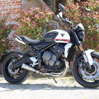 Escape compatible con Triumph Trident 660 2021-2024, M3 Titanium Natural, Escape completo homologado y legal,con catalizador incluido db killer extraíble 