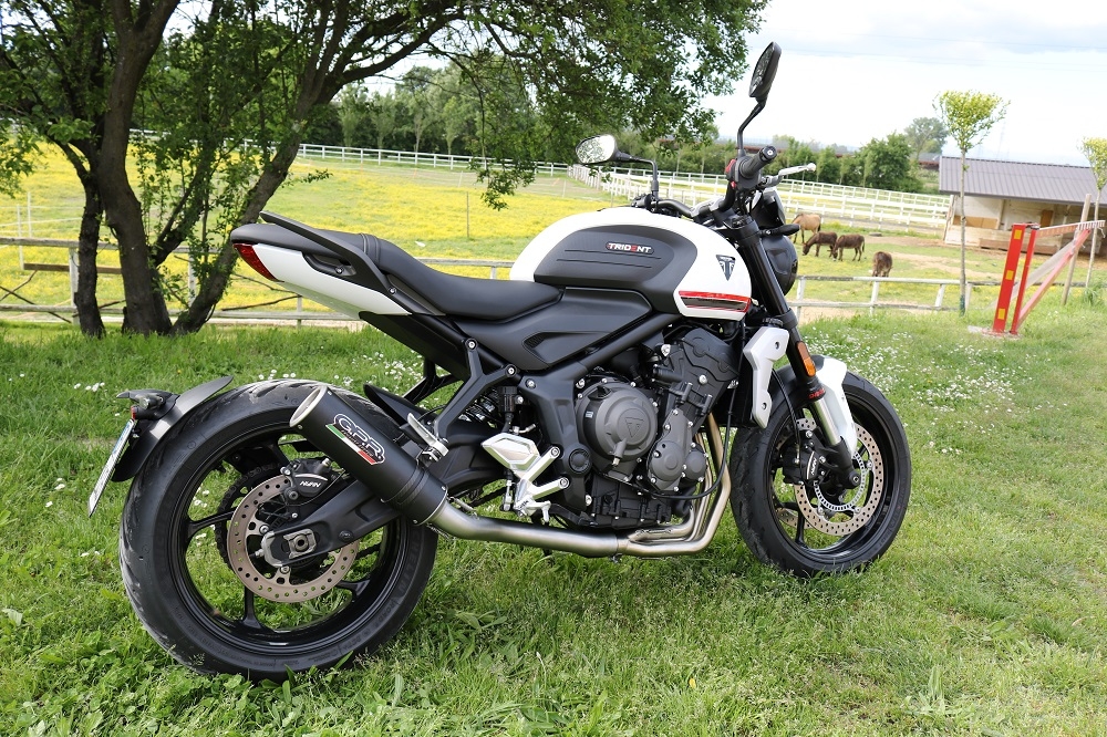 Escape compatible con Triumph Trident 660 2021-2024, M3 Black Titanium, Escape completo, no legal para países de la UE, con db killer extraíble 