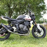 Escape compatible con Triumph Trident 660 2021-2024, M3 Black Titanium, Escape completo, no legal para países de la UE, con db killer extraíble 