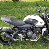 Escape compatible con Triumph Trident 660 2021-2024, M3 Black Titanium, Escape completo, no legal para países de la UE, con db killer extraíble 
