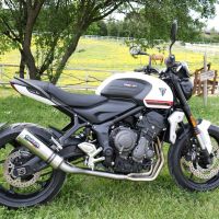 Escape compatible con Triumph Trident 660 2021-2024, M3 Titanium Natural, Escape completo, no legal para países de la UE, con db killer extraíble 