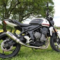 Escape compatible con Triumph Trident 660 2021-2024, M3 Titanium Natural, Escape completo, no legal para países de la UE, con db killer extraíble 