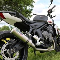 Escape compatible con Triumph Trident 660 2021-2024, M3 Titanium Natural, Escape completo, no legal para países de la UE, con db killer extraíble 